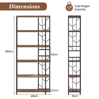 6-Tier Modern Geometric Bookcase with Heavy-duty Metal Frame for Study