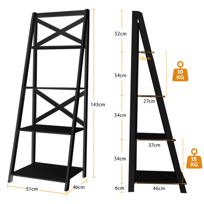 4 Tier Wooden Ladder Shelving Unit