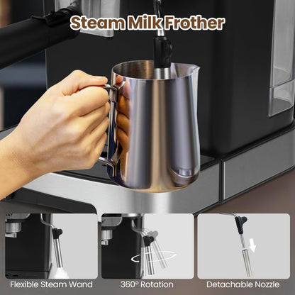 1200W Espresso Machine 20 Bar with Steam Milk Frother
