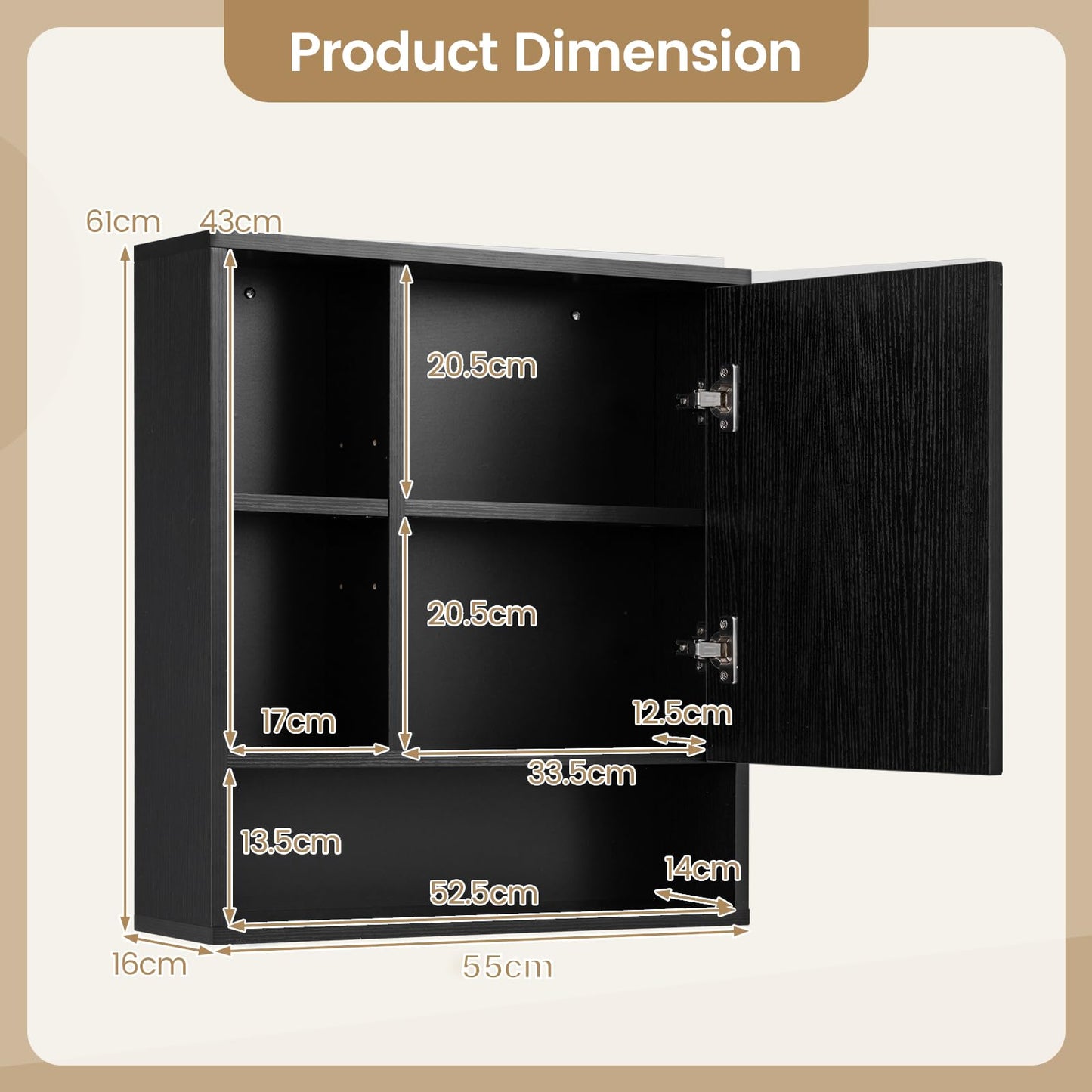 Wall Mounted Storage Organizer with Mirror for Bathroom