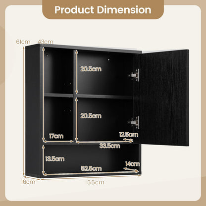 Wall Mounted Storage Organizer with Mirror for Bathroom