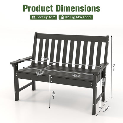 2-Seater All-Weather HDPE Patio Loveseat Park Bench Chair
