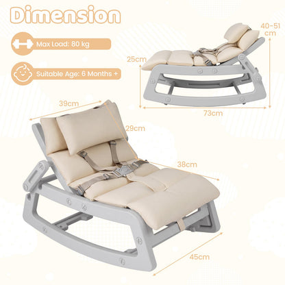 Kids Rocking Chair, Indoor Outdoor Toddlers Rocker with Adjustable Backrest