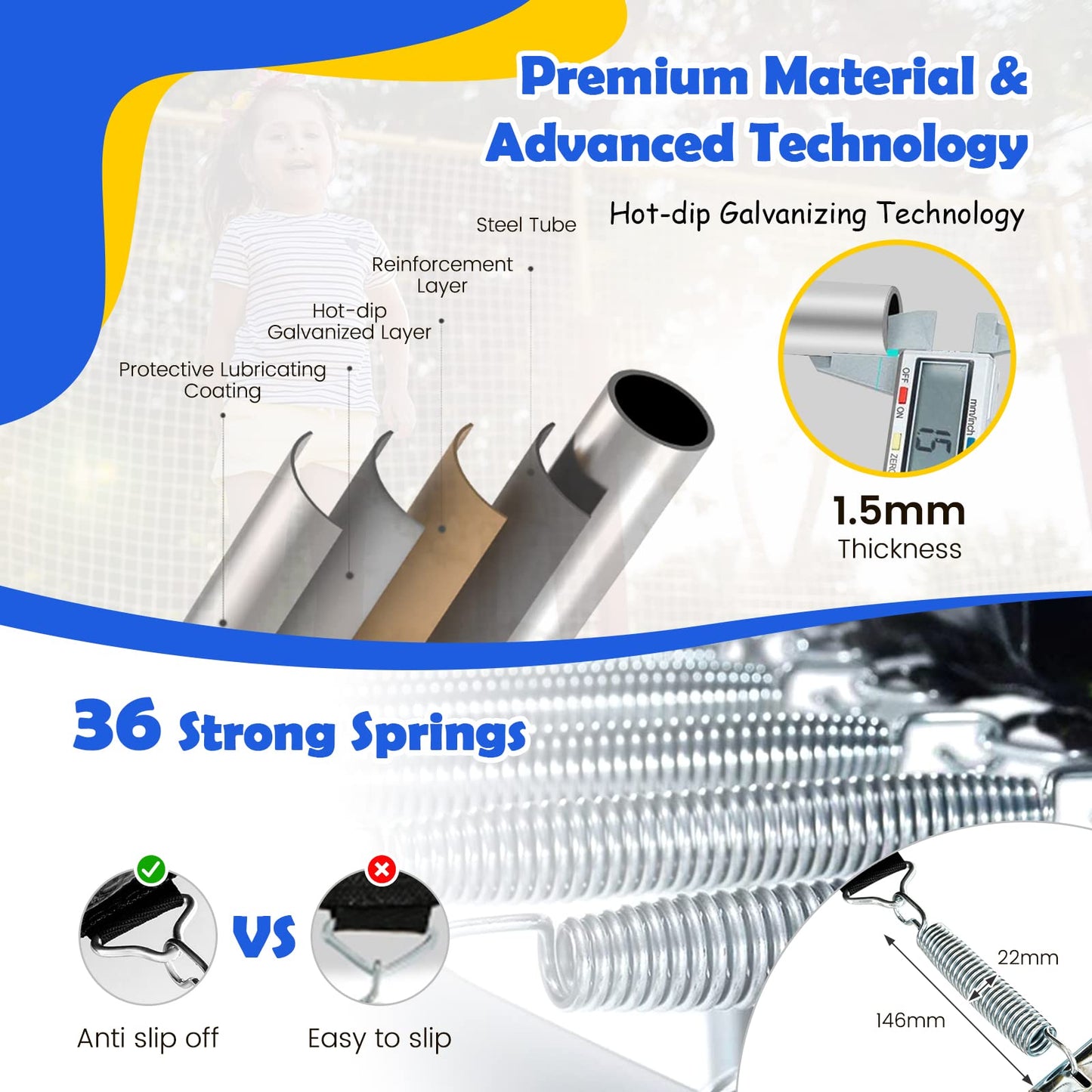 7 Feet Hexagonal Trampoline with Slide and Safety Enclosure Net