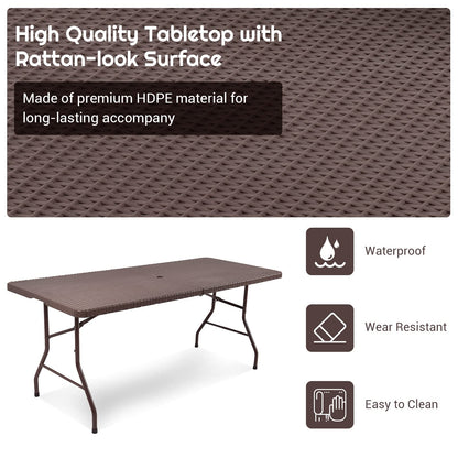 182cm Outdoor Folding Camping Table with Carrying Handles