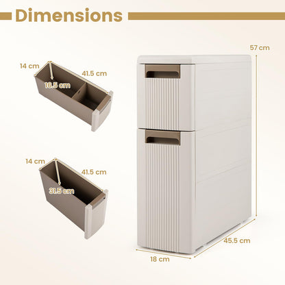 Slim Bathroom Floor Cabinet with 2/3/4 Drawers on Wheels