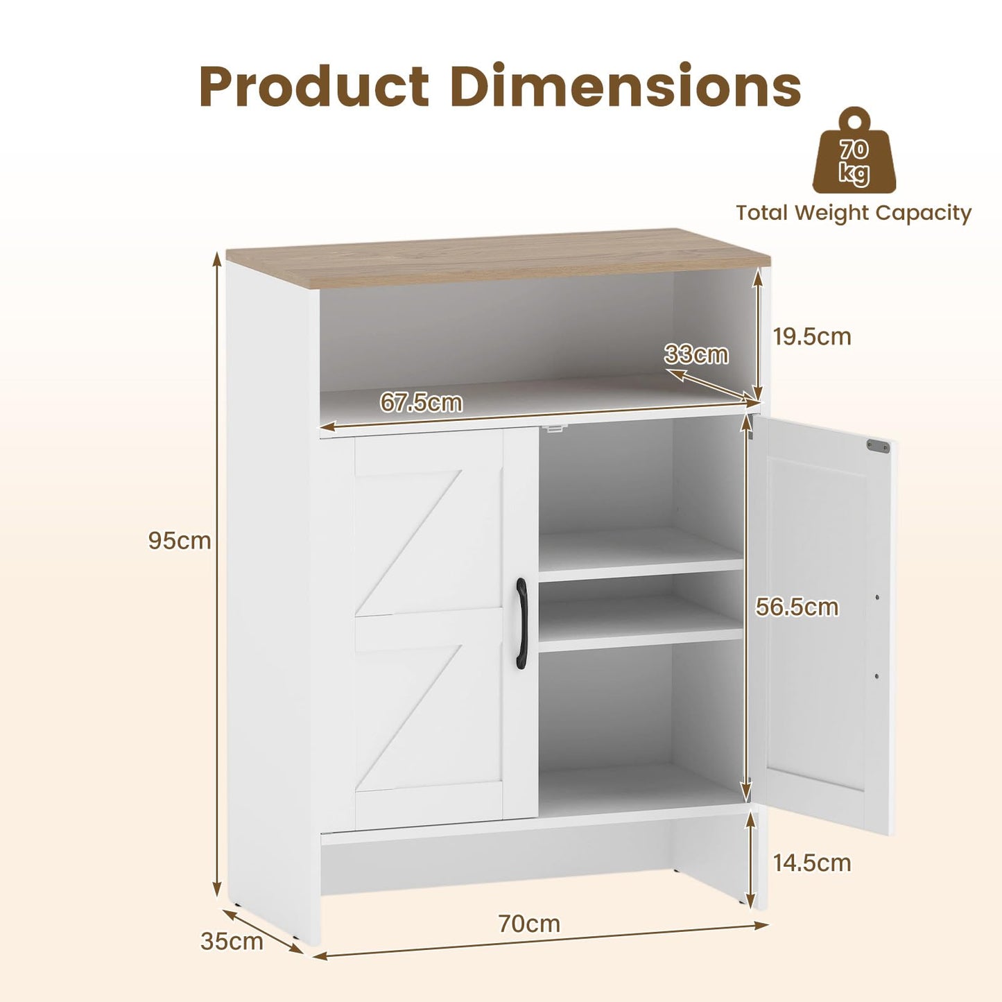 Shoe Cabinet with 2 Barn Doors and Adjustable Shelves for Entryway