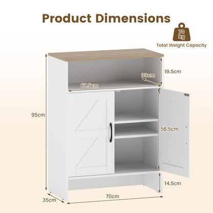 Shoe Cabinet with 2 Barn Doors and Adjustable Shelves for Entryway