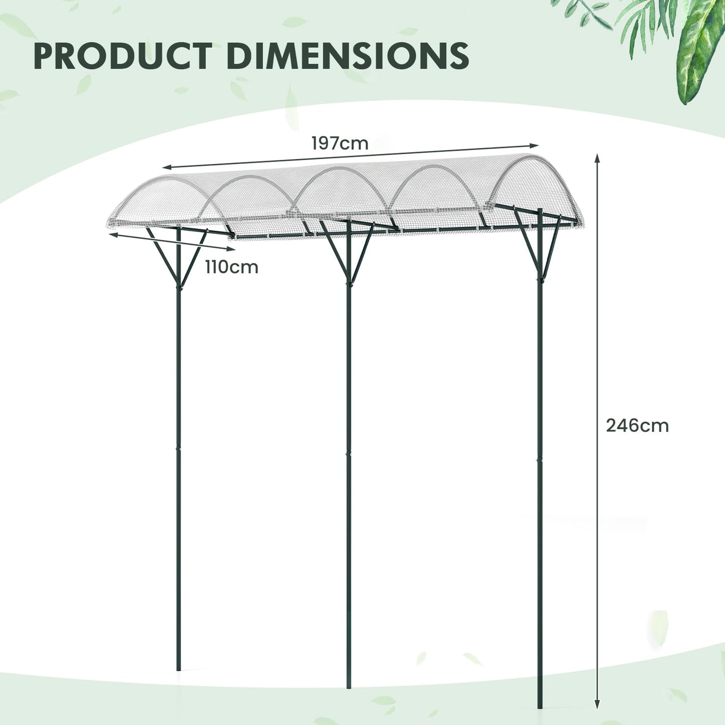 Outdoor Metal Tomato Stand, 246cm Climbing Vegetables Fruits Flowers Shelter