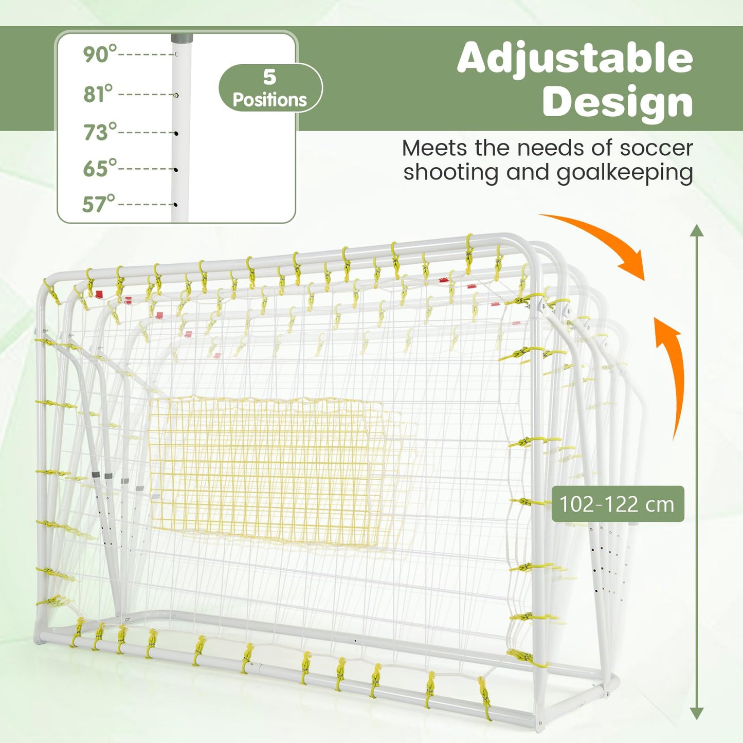 6.1 ft x 4 ft Weatherproof Angle-Adjustable Rebounder Net Football Training Equipment