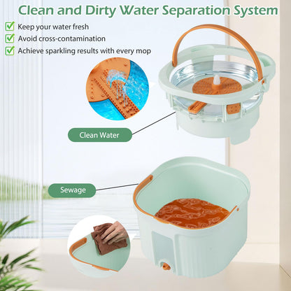 Spin Mop and Bucket Set Separation Dirty and Clean Water System