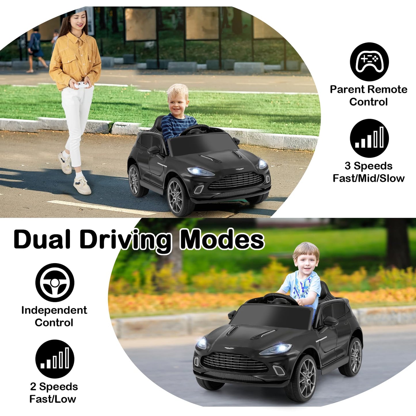 12V Kids Ride on Vehicle Aston Martin Licensed with Horn and Taillights