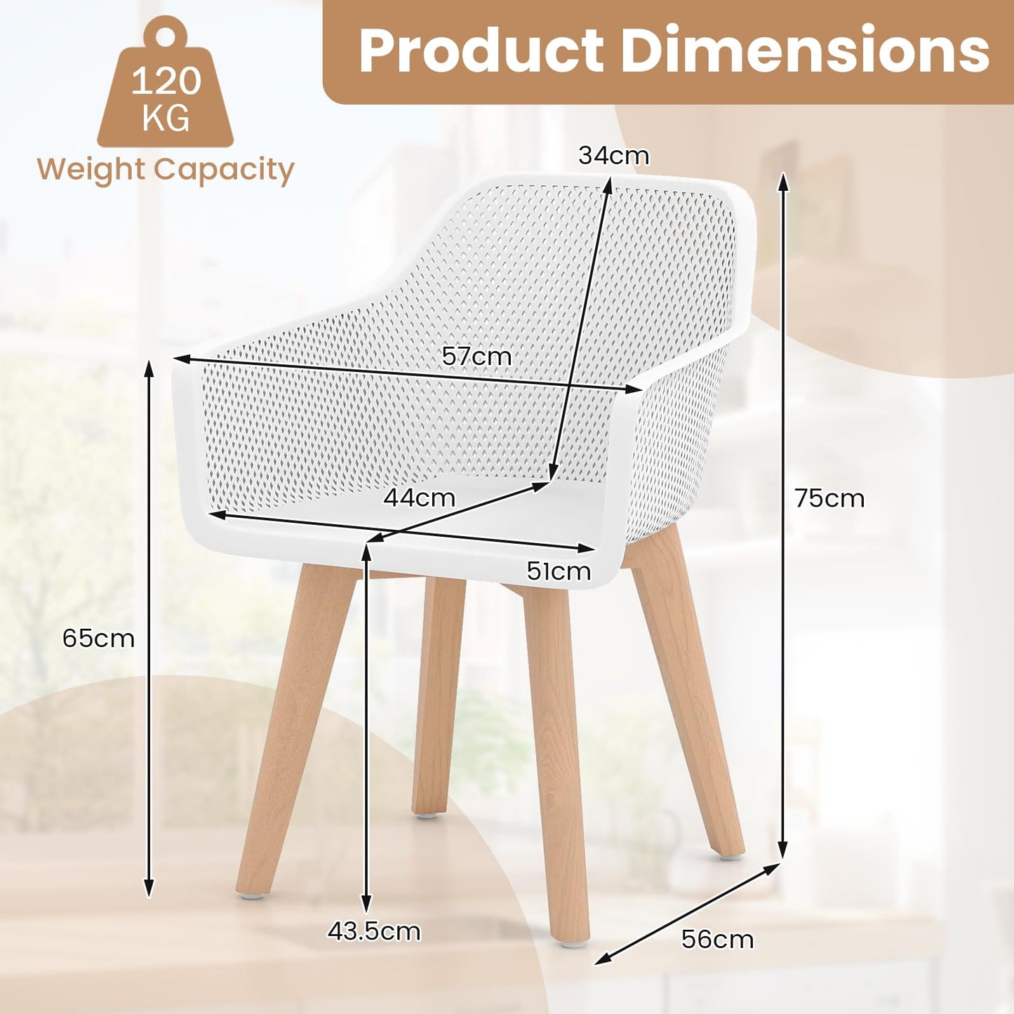 Dining Chairs Set of 2, Modern Kitchen Chairs with Breathable Mesh Backrest