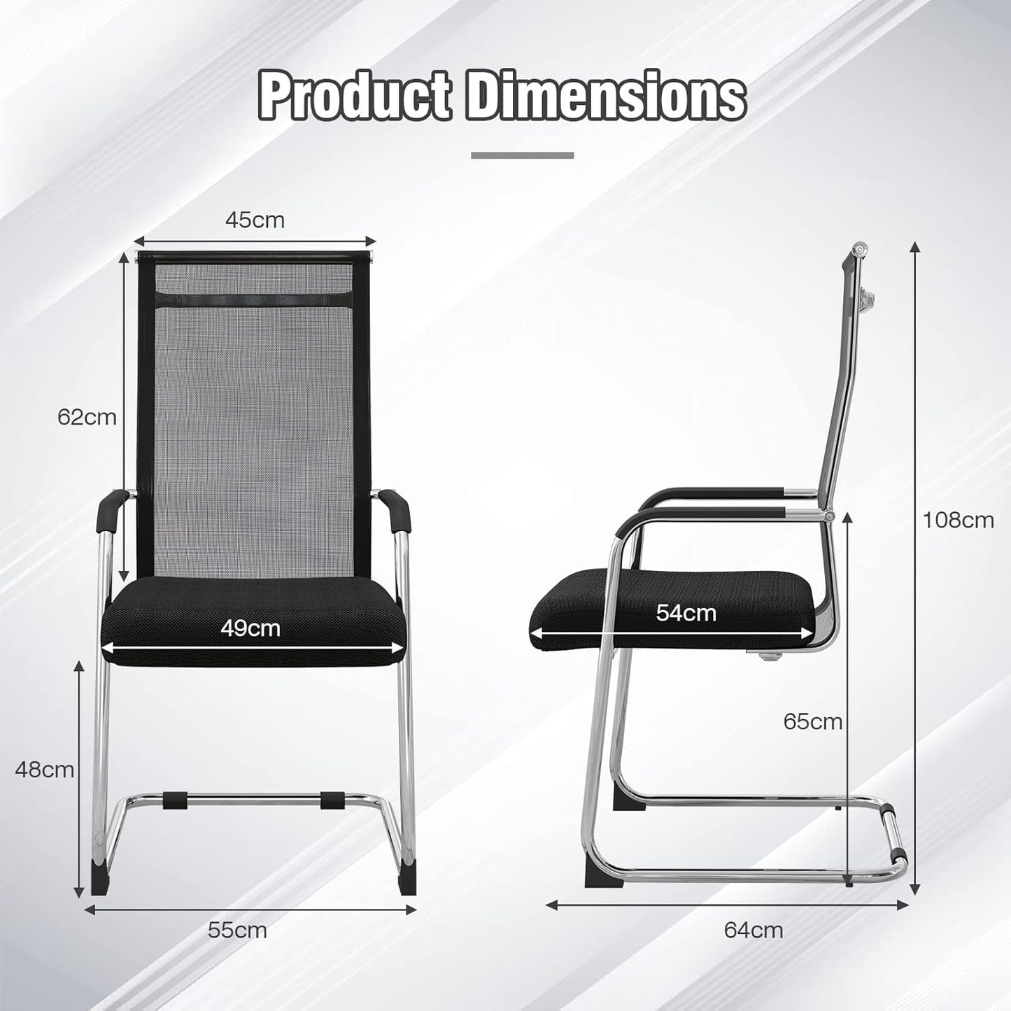 Meeting Office Chairs Set of 2/4, Mesh Reception Desk Chairs