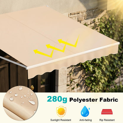 3 x 2.5m Retractable Manual Awning, Anti-UV and Waterproof Garden Patio Canopy
