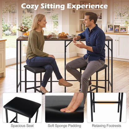 3-Piece Bar Table Set with Charging Station