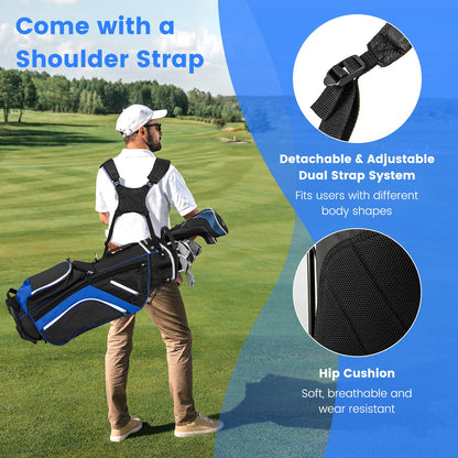 Golf Stand Bag wIth 14 Way Top Dividers 6 Pockets Cooler Bag Dual Strap and Rain Hood