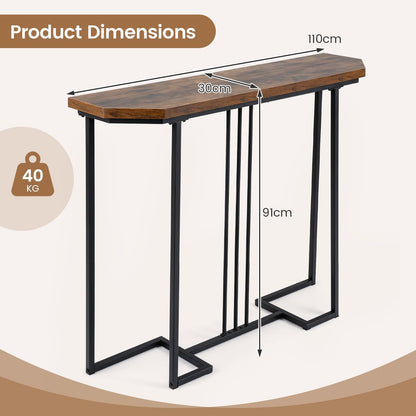 110 CM Narrow Entryway Table with Faux Marble Top for Living Room