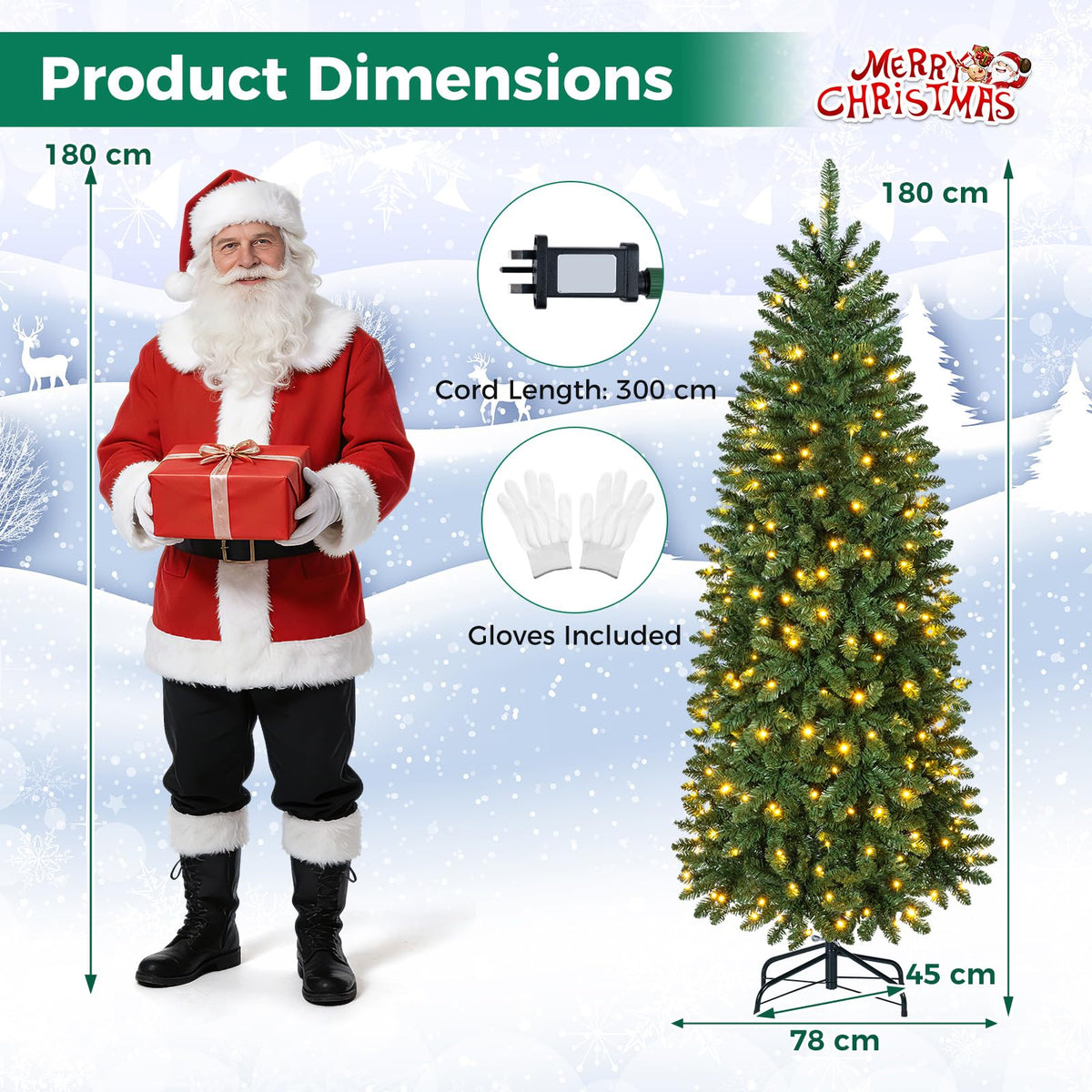 5/6/7FT Pre-lit Christmas Tree, Hinged Xmas Tree