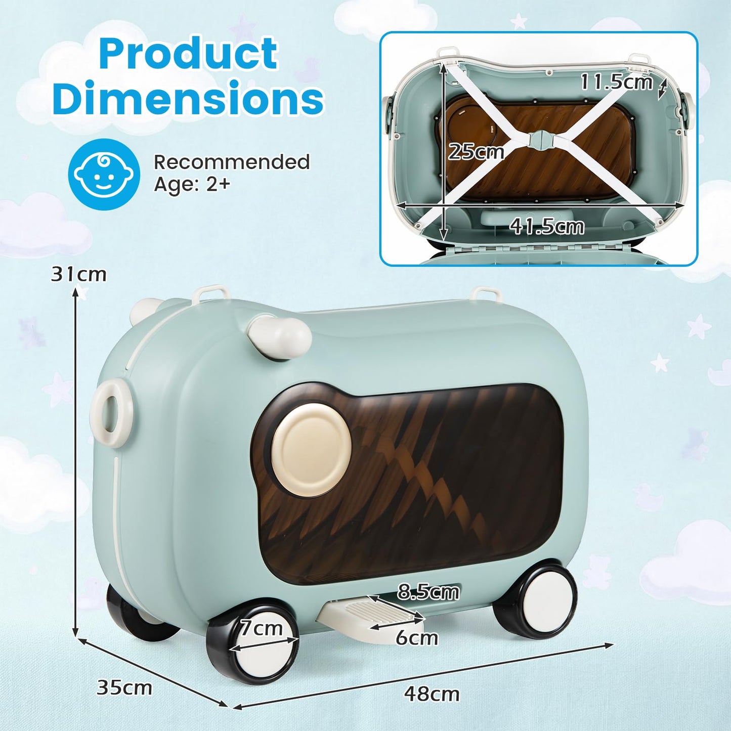 Kids Ride-on Luggage, 2-in-1 Children Suitcase
