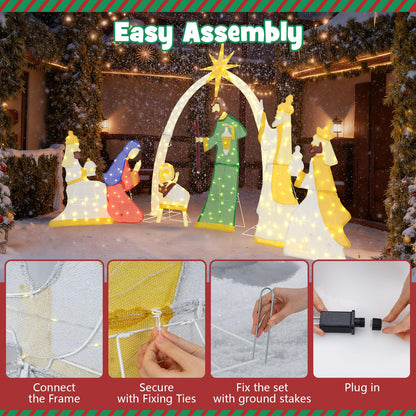 7 Pcs Lighted Nativity Scene with 310 Warm White LED Lights