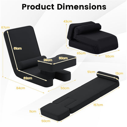 Folding Sofa Chair, Lazy Floor Sofa Bed with 5-Level Adjustable Backrest