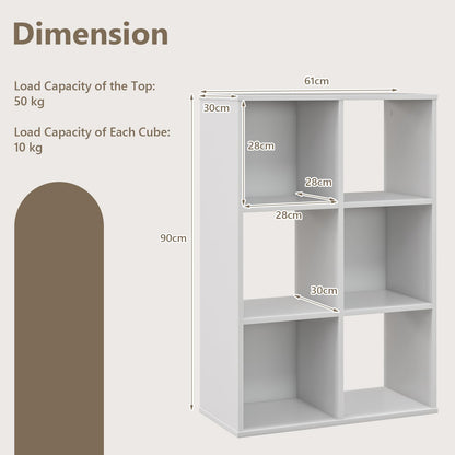6-Cube Bookshelf Bookcase with 2 Anti-Tipping Kits for Living Room