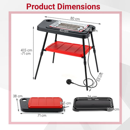 2000W Outdoor BBQ Grill with Detachable Stand Dual Plates