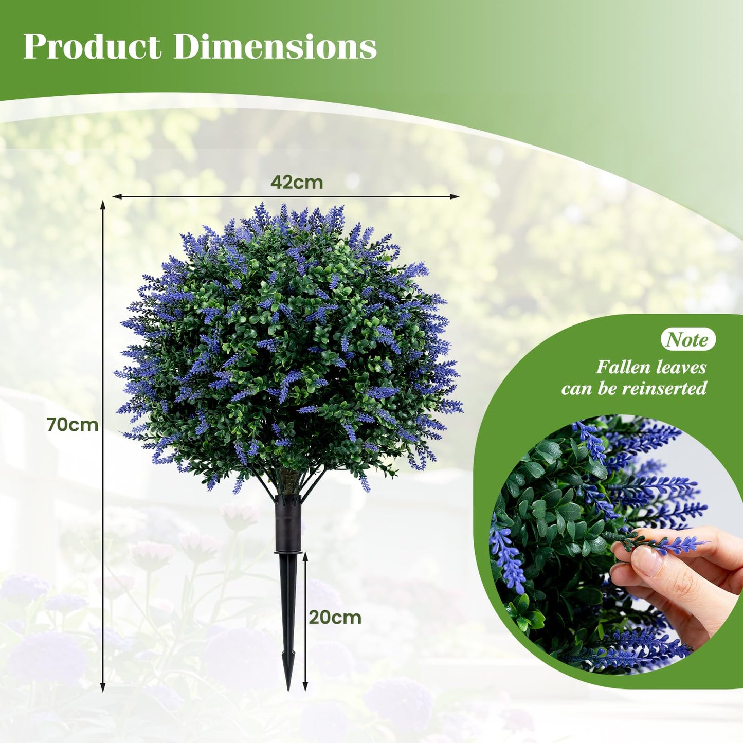 Set of 2 Artificial Topiary Ball Trees, Faux Shrub Bushes with Ground Spikes