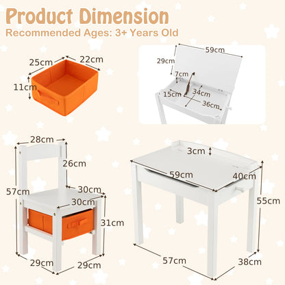 Kids Table and Chair Set with Hidden Space and Hook