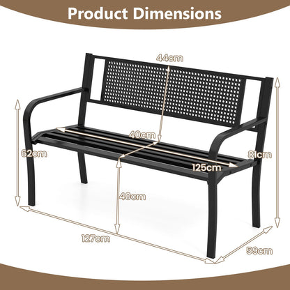 127cm Garden Bench Outdoor Furniture Leisure Seating Patio Chair Dot Matrix Pattern