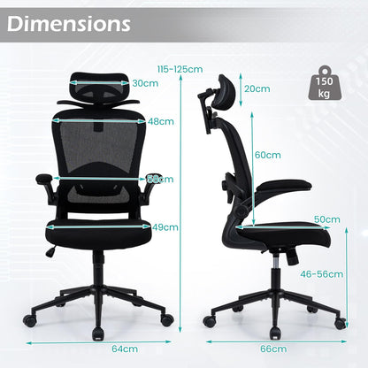 Ergonomic Mesh Office Chair with 3D Headrest and Adjustable Lumbar
