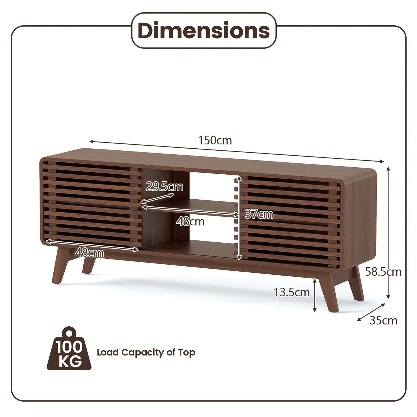 TV Stand for TVs up to 65 Inches Entertainment Center with Sliding Doors