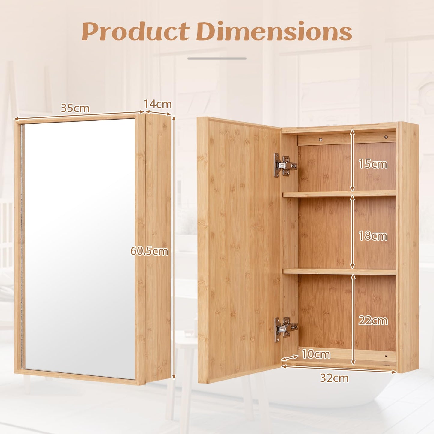 Wall Mounted Storage Cupboard with Single Door and Adjustable Shelves