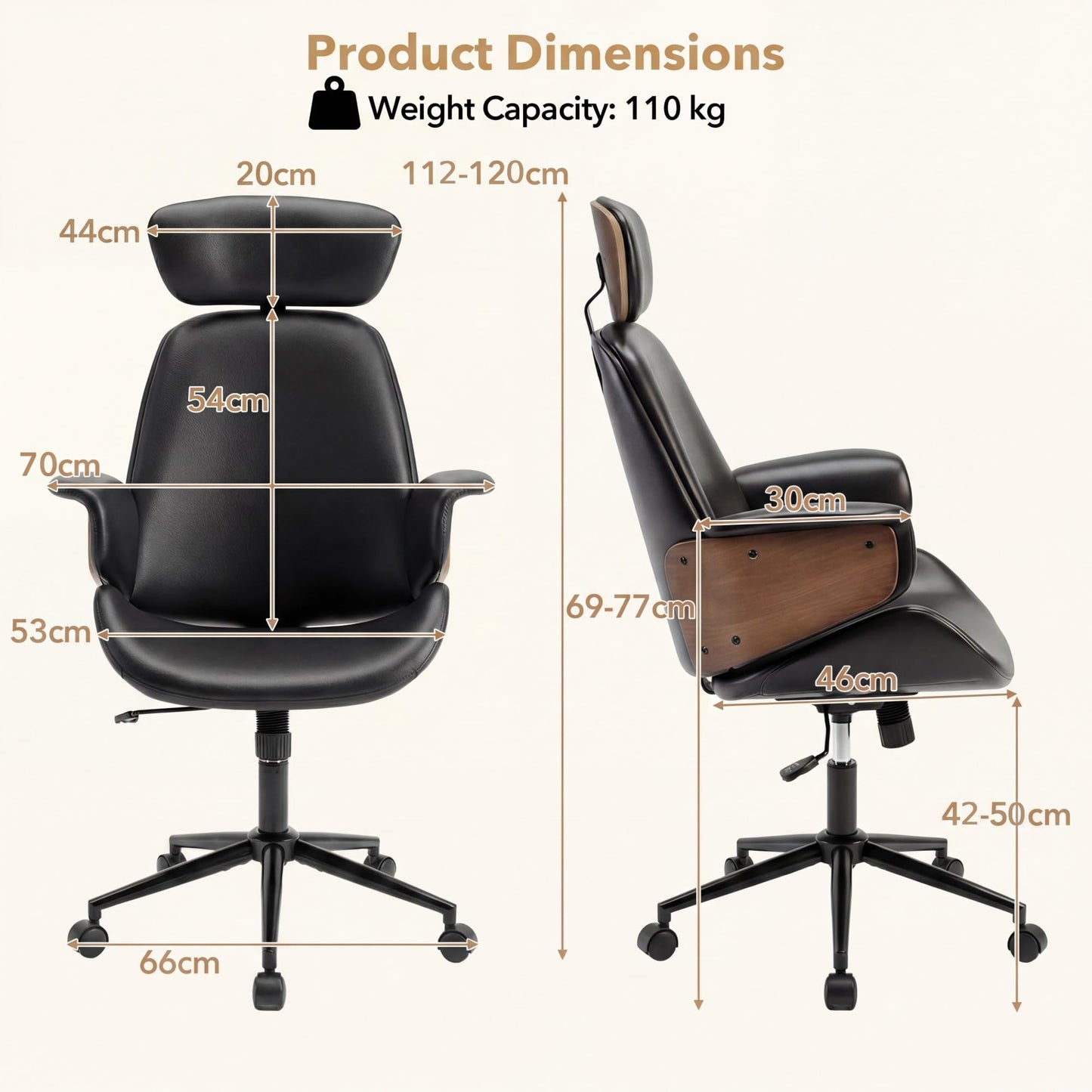 Ergonomic Office Chair, Mid Century Modern Home Desk Chair