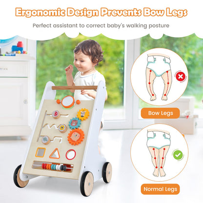 Toddler Push Walker with Handle & Rubber Wheels