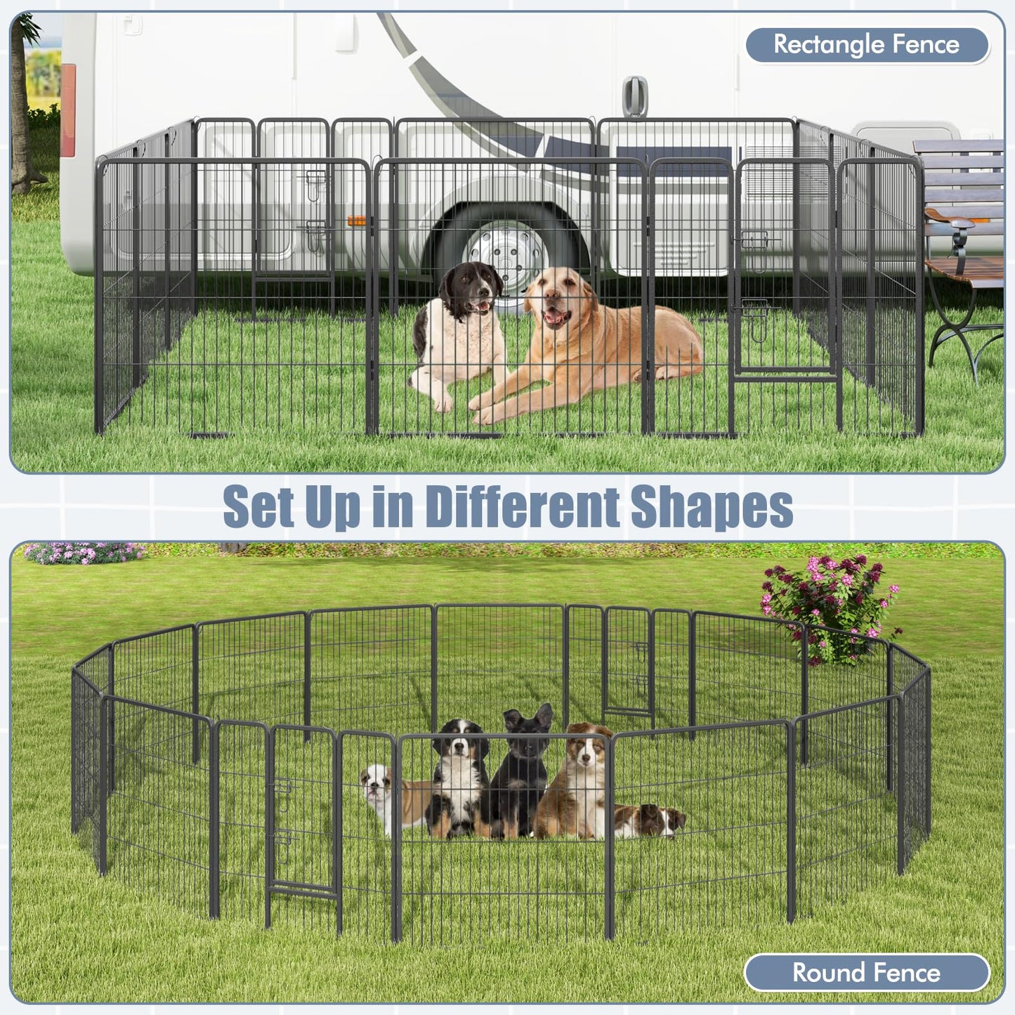 16 Panel 80cm Height Pen Fence with Lock and Large Door