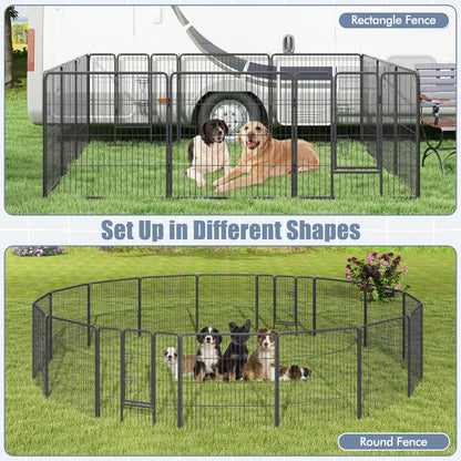 16 Panel 80cm Height Pen Fence with Lock and Large Door