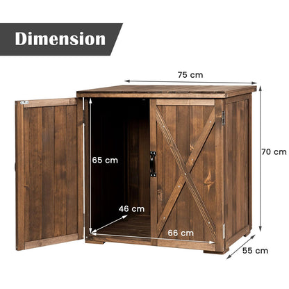 GiantexUK Wooden Garden Shed, Outdoor Tool Storage Cabinet with Double Doors