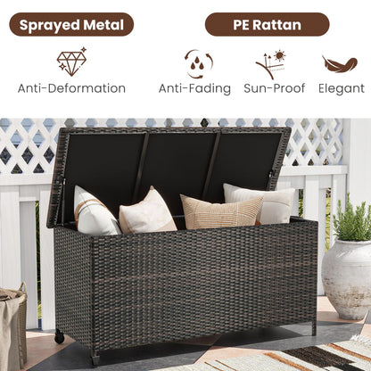320L Waterproof Rattan Deck Box with Zippered Liner