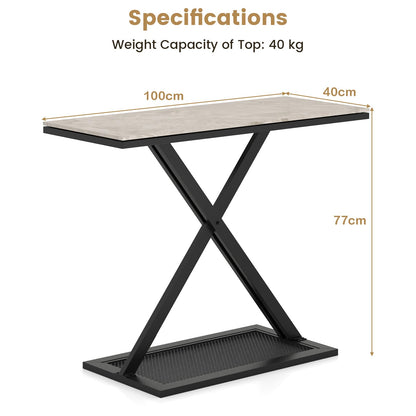 Faux Marble Top Metal Frame Entryway Console Table