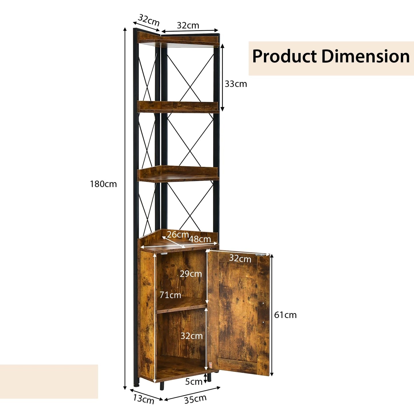 6 Tier Industrial Corner Storage Shelf with Adjustable Shelf