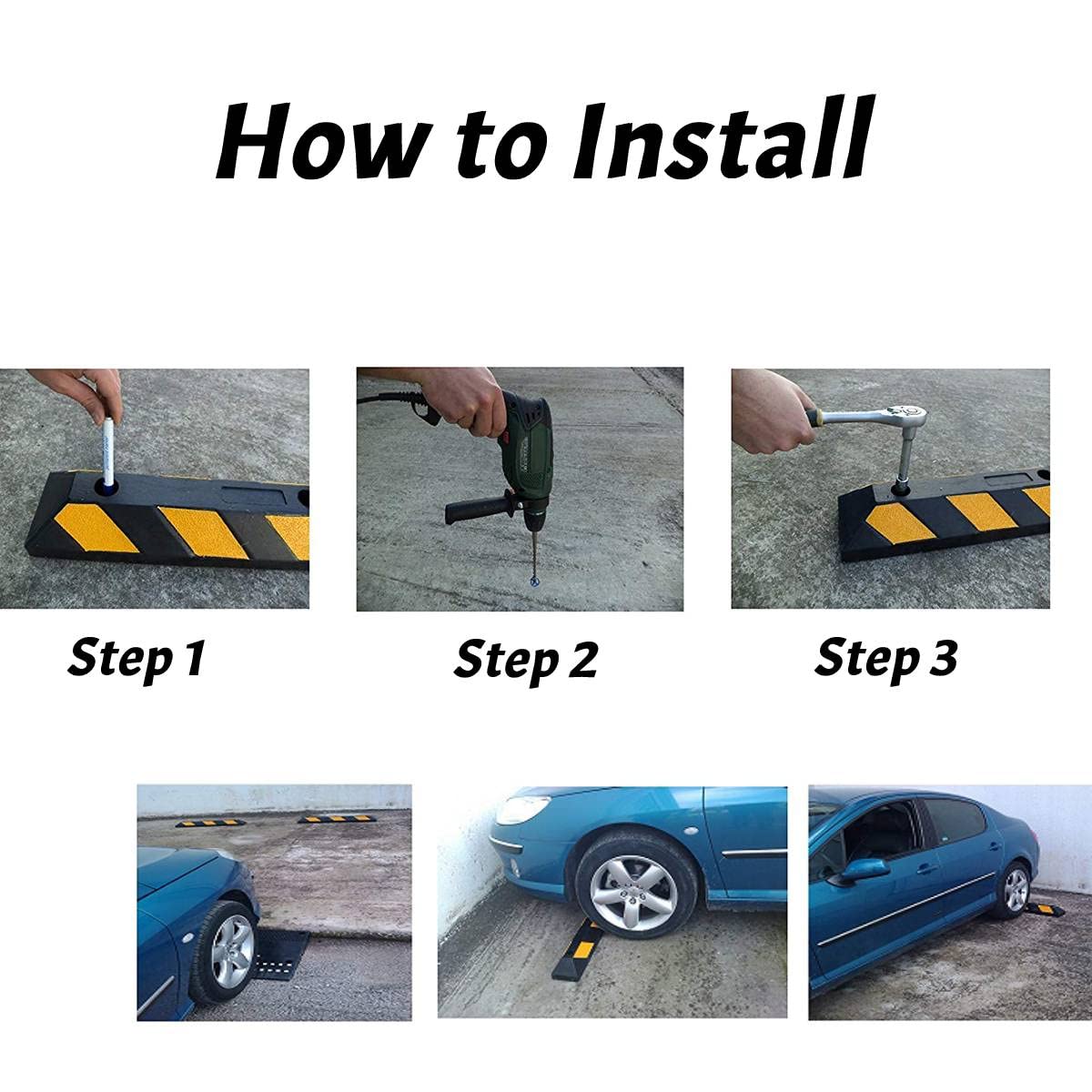 182cm Parking Guide Block with Yellow Reflectors