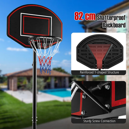 1.67 m-2.28 m Portable Basketball Hoop System with Anti-Rust Stand