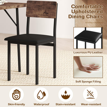 5-Piece Dining Table Set for 4 People with Metal Leg for Small Room