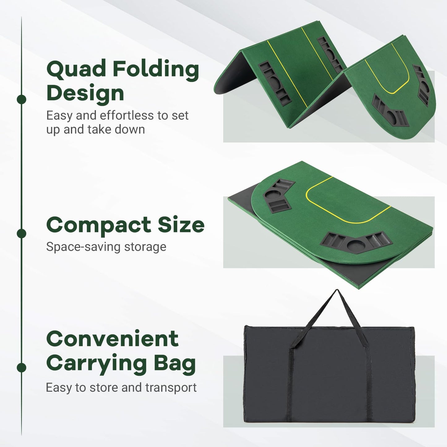 8-Player Foldable Poker Table Top with Carry Bag for Family Game Casin