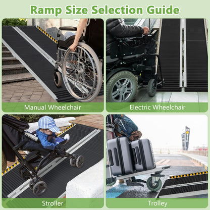 5FT Wheelchair Ramp with Transition Plate and Reflective Warning Stickers