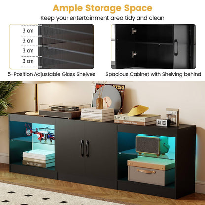 TV Stand Cabinet for TVs up to 85 Inches, 3 Pieces Modular Console TV Unit with LED Lights