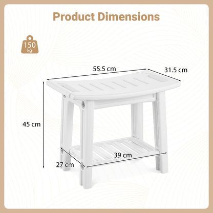 Shower Bench, HDPE Waterproof Bathroom Stool Seat for Inside Shower | Shelf, Handles, Shower Head Holders