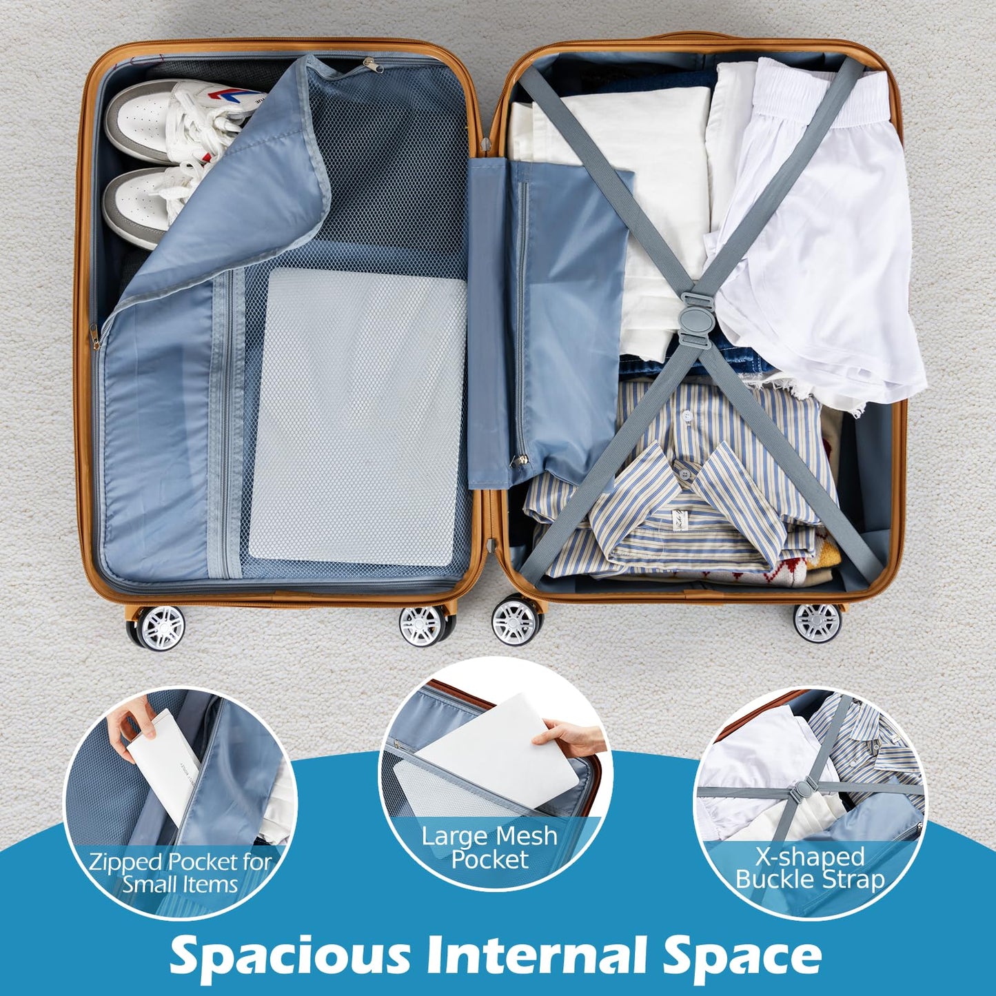 Large/Medium/Small Carry on Suitcase Sets with Premium Wheels and TSA Approved Lock